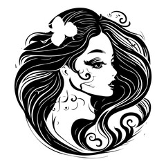 Elegant Woman with Floral Accent Vector Design