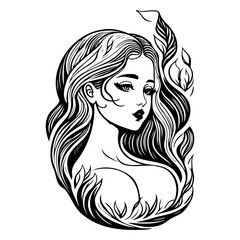 Elegant Woman Portrait with Flowing Hair Design