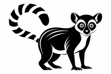 lemur silhouette line art vector illustration