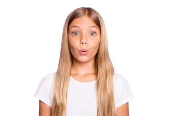 Close up photo of frightened horrified anxious girl hear terrible news decide she did mistake look worried wear style clothes isolated over violet color background