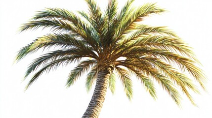 Fototapeta premium Tropical Palm Tree Against White Background