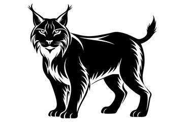 lynx silhouette line art vector illustration