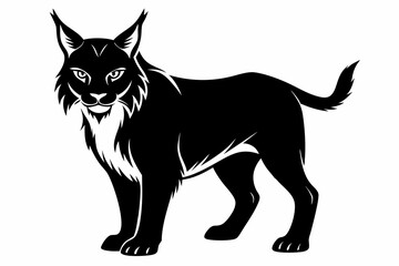 lynx silhouette line art vector illustration