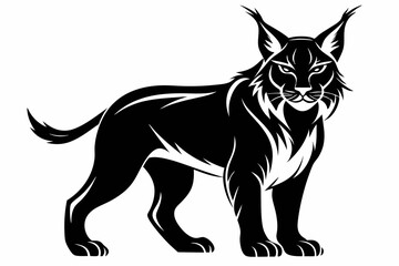 lynx silhouette line art vector illustration