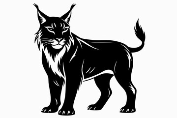 lynx silhouette line art vector illustration