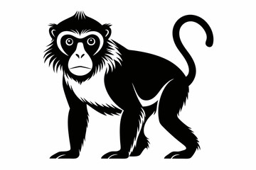 macaque silhouette line art vector illustration