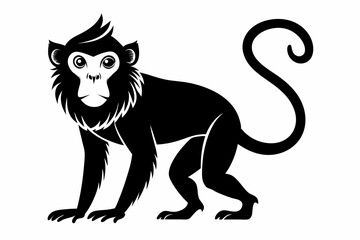 macaque silhouette line art vector illustration