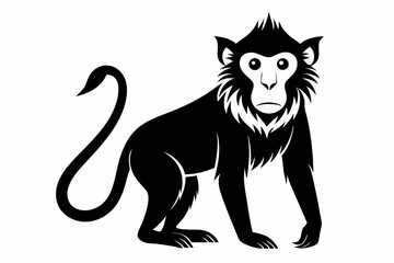 macaque silhouette line art vector illustration