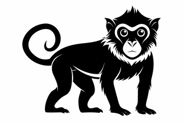 macaque silhouette line art vector illustration