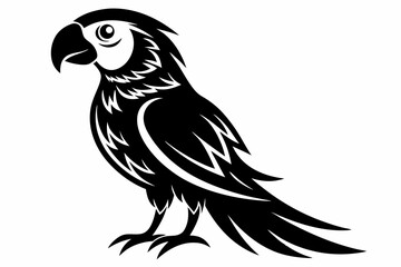 macaw silhouette line art vector illustration