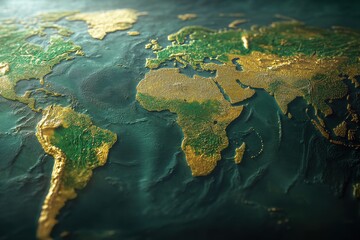 world map on black background