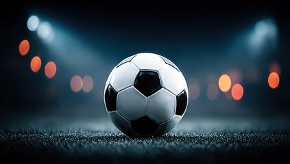 Naklejka premium Soccer Ball at Night: A Dramatic Close-up