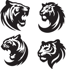 tiger head illustration isolated on white background. Images for logo, label, emblem. Vector illustration.