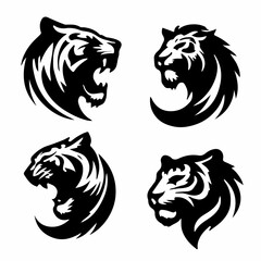 tiger head illustration isolated on white background. Images for logo, label, emblem. Vector illustration.