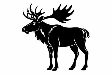 moose silhouette line art vector illustration