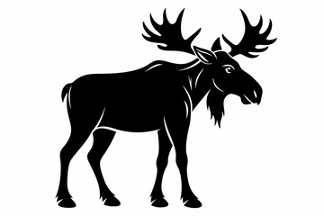 moose silhouette line art vector illustration