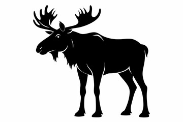 moose silhouette line art vector illustration