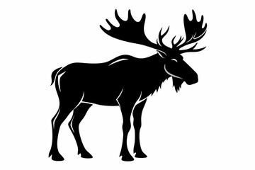 moose silhouette line art vector illustration