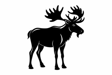 moose silhouette line art vector illustration