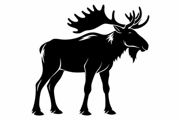 moose silhouette line art vector illustration