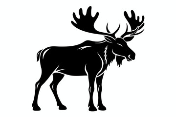 moose silhouette line art vector illustration