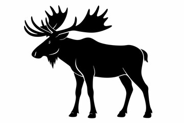 moose silhouette line art vector illustration