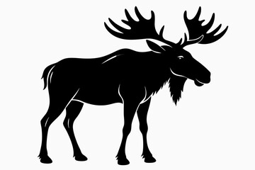 moose silhouette line art vector illustration