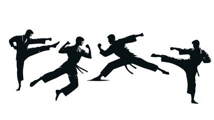 Black silhouettes of fighters