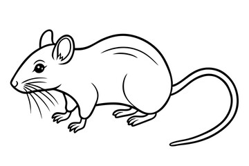 mouse silhouette line art vector illustration