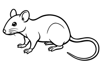 mouse silhouette line art vector illustration