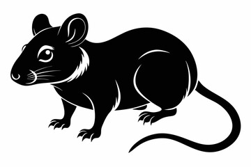 mouse silhouette line art vector illustration