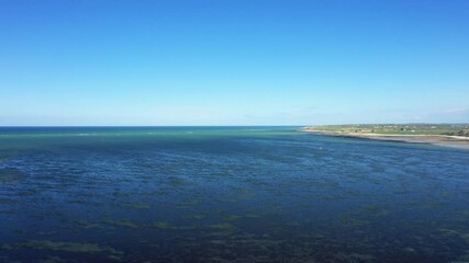 The sea near Grandcamp-Maisy in Europe, France, Normandy, towards Omaha beach, in spring, on a sunny day. 
