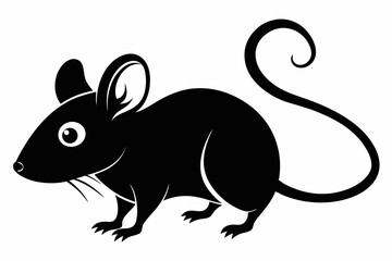 mouse silhouette line art vector illustration
