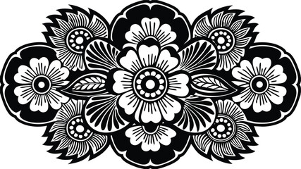 Abstract floral pattern with seamless vector flower and ornate vintage elements