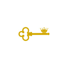 Crown key logo concept isolated on white background