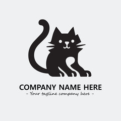 Cat illustration black and white for logo company vector image