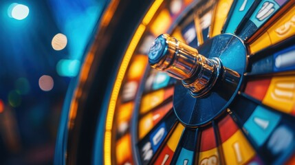 A random item lottery wheel spinning in a carnival booth
