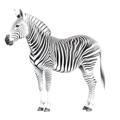 Obraz premium Zebra standing profile, full body striped animal, African wildlife, isolated background