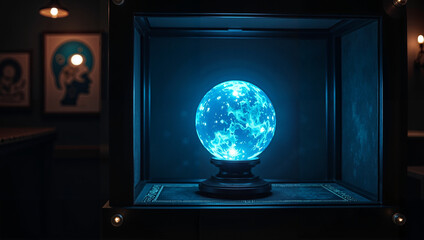 A carnival fortune teller crystal ball in retro style luna-park