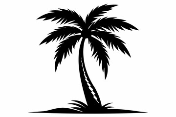 palm tree silhouette line art vector illustration