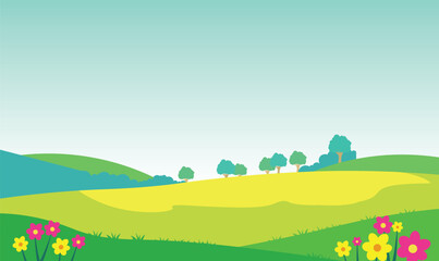 Obraz premium Beautiful Park Garden Nature Landscape with Flowers Plant Tree in Summer