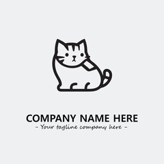 Cat illustration black and white for logo company vector image