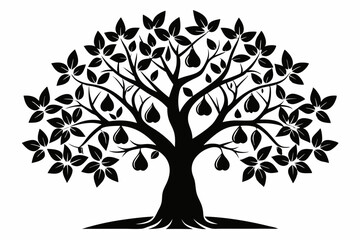 Obraz premium peepal tree silhouette line art vector illustration