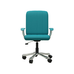 chaise de bureau, tissus bleu clair, isolée sur fond transparent, sans ombre - rendu 3D
