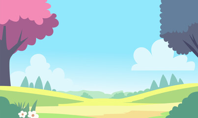 Obraz premium Beautiful Park Garden Nature Landscape with Flowers Plant Tree in Summer