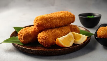 risoles snack, risole or deep-fried spring rolls on a plate