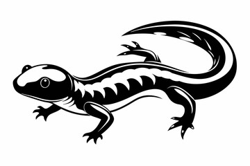 salamander silhouette line art vector illustration