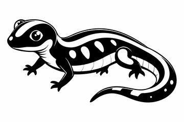 salamander silhouette line art vector illustration