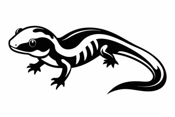 salamander silhouette line art vector illustration