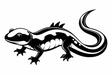 salamander silhouette line art vector illustration